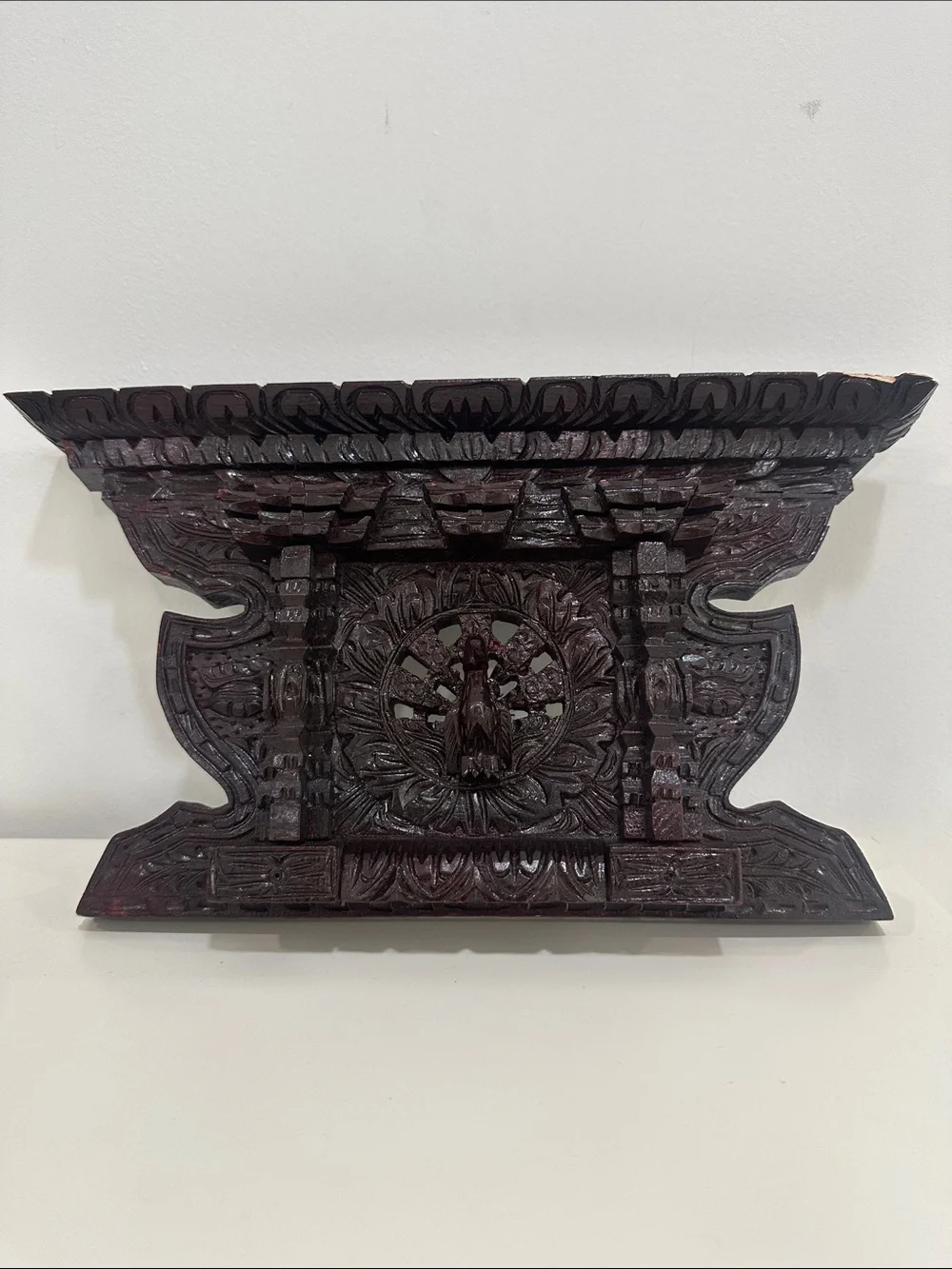 Nepali Peacock Wooden Carved Newar Window Wall Hanging Tibetan Nepal Home Décor